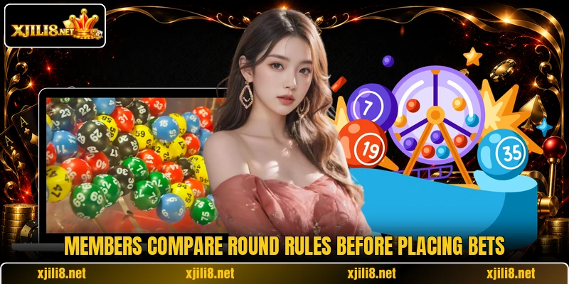 Members compare round rules before placing bets Members compare round rules before placing bets