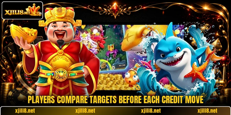 Players compare targets before each credit move Players compare targets before each credit move