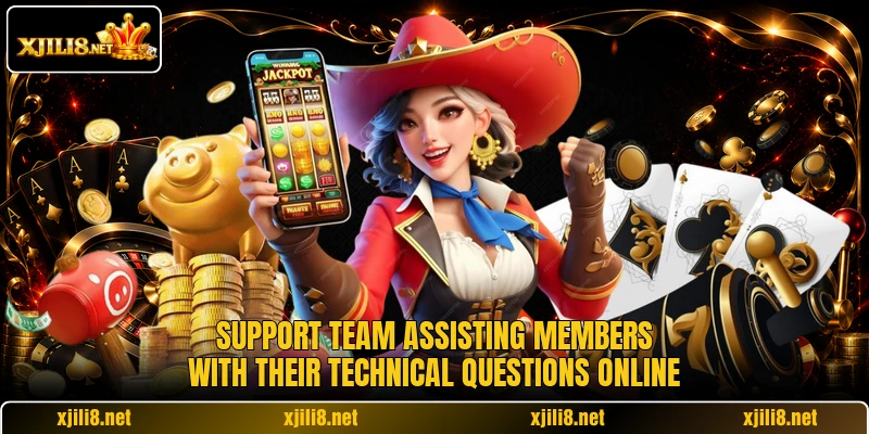 Support team assisting members with their technical questions online